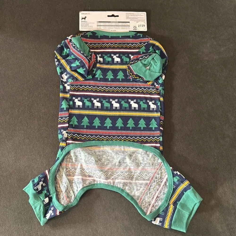 Vibrant Life Christmas Themed Pet Dog Cat Pajamas Size S NEW